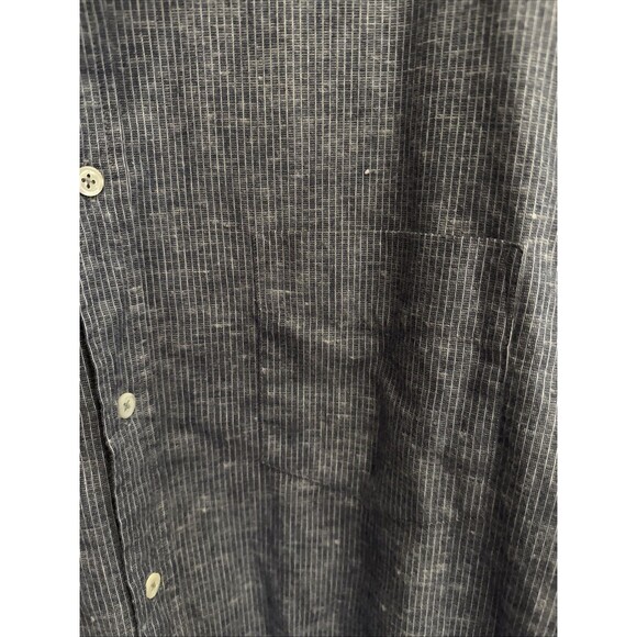 BIG & TALL Billy Reid Button Up Shirt XXL Cotton/Linen Slim Fit Grey Stripe GUC - Picture 2 of 13